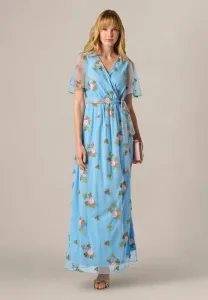 Вышитое платье с развевающимися крылышками для особых случаев Adrianna Papell, Light Blue Multi