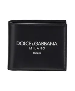 Складной кожаный кошелек с логотипом Dolce & Gabbana, черный