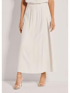 MADELEINE Длинная юбка с глубокой боковой складкой жемчужно-белого цвета