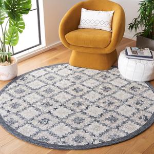 Ковер SAFAVIEH, 183 x 183 см, Soho Collection Round, Grey & Ivory, современный дизайн, идеален для помещений с высокой проходимостью в гостиной, спальне и столовой (SOH128F-6R)