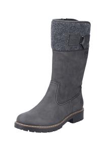 Женские зимние сапоги Rieker высокие на каблуке, серый