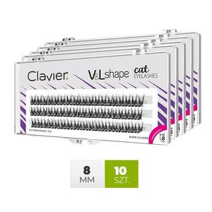 Ресницы V&L Shape, кошачий изгиб ресниц L Clavier, для макияжа, 8 мм, упаковка 10 шт.