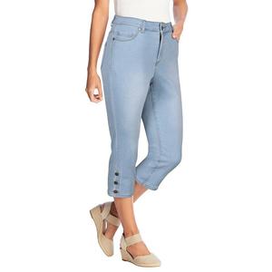 Женские джинсовые капри больших размеров Comfort Curve Woman Within, цвет Light Wash