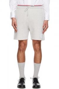 Thom Browne Серые спортивные шорты из пике с петлевой изнанкой