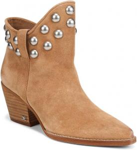 Ботильоны Sam Edelman Wildie Camel из замши с заклепками, на толстом каблуке, с заостренным носком и без застежки
