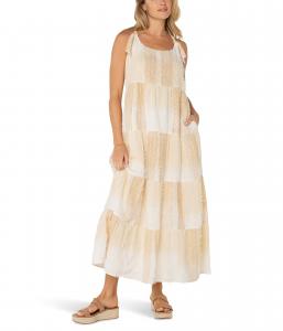 Платье Liverpool Los Angeles Tie Strap Easy Fit Woven Maxi Dress, Brown/ Cream Chevron Stripe