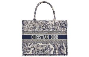 DIOR Сумка-шоппер с вышивкой BookTote, средний размер, женская, синяя