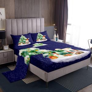 Erosebridal Комплект постельного белья Gnome Christmas Tree с новогодним принтом гномов, сердечек и снежинок, Multi 19