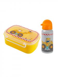 Sigikid Набор для детского сада: бутылка для воды и ланч-бокс Bodo Bagger серо-желтого цвета