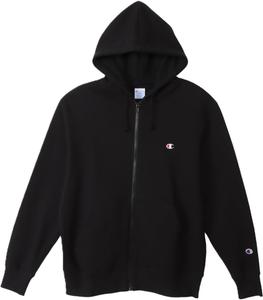 Мужская толстовка Champion C3-W104Z с длинным рукавом, на флисовой подкладке, хлопок, произведено в США, вышивка логотипа One Point, толстовка на молнии с капюшоном, черный