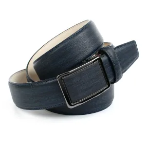 Темно-синий кожаный ремень Anthoni Crown с узором, синий