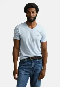 Базовая футболка с v-образным вырезом и щитом Gant, Fresh Blue