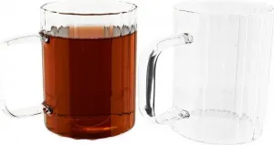 Набор из 4 стаканов с ручками, 350 мл, прозрачный, с рифленым узором, стаканы для чая и кофе Almina