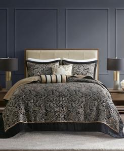 Комплект постельного белья adeline paisley, двусторонний жаккардовый, 5 предметов, размер queen. Madison Park, Black