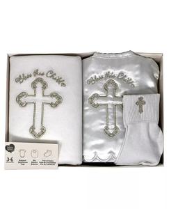 Подарочный набор из трех предметов на крестины для мальчиков и девочек Precious Moments, белый