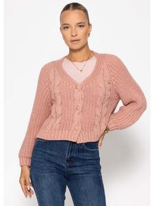 SASSYCLASSY Кардиган крупной вязки с застежкой на пуговицы, розовый