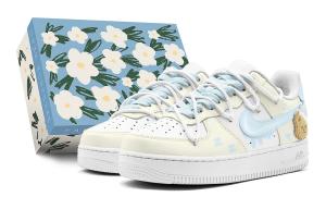 Кроссовки Nike Air Force 1 Skateboarding Shoes Women's Low-top Blue, светло-желтый