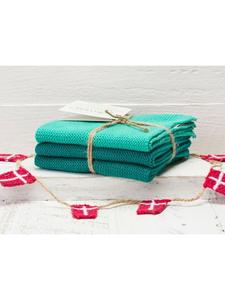 Solwang Набор из 3 комбинированных чистящих салфеток бирюзового и зеленого цвета