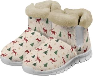 Зимние женские ботильоны Howilath Christmas Fuzzy с плюшевой подкладкой, Christmas Tree Deer