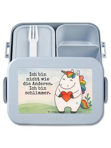 Mr. & Mrs. Panda Дизайн бенто-бокса «Единорог в форме сердца» с надписью, пастельно-голубой цвет