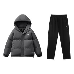 Повседневный худи Unisex Casual Sportswear 361°, limestone cotton jacket+черный fleece-lined casual pants
