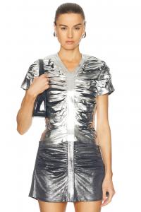 Short Sleeve Gathered Топ Diesel, Silver Metallic