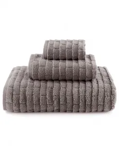 Набор из 3 банных полотенец из хлопка с текстурой под плитку "метро" Talesma, сталь
