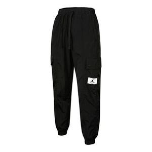 Спортивные штаны (WMNS) Air Jordan Essentials Pocket Woven Label Logo Drawstring Bundle Feet Sports Pants/Trousers/Joggers Black, черный