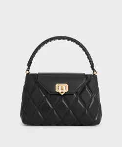 Сумка Arwen с плетеным ремешком и верхней ручкой Charles & Keith, цвет Black