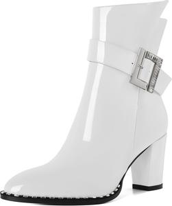 Женские ботильоны Eldof с округлым носком, массивным каблуком, бусинами, осенние короткие ботинки с пряжкой, боковой молнией, каблук 7,5 см