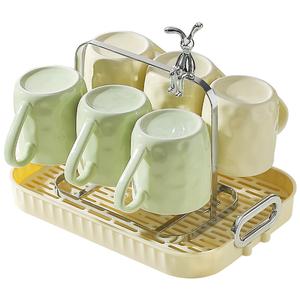 Кружки KAWASIMAYA, mixed color mug 6 pack+mug holder+drain tray