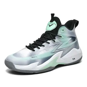 Баскетбольные кроссовки для детей и подростков со средним верхом, амортизирующие и устойчивые к истиранию D&W, черный/зеленый