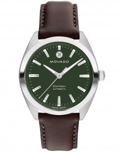 Мужские автоматические швейцарские часы Datron с коричневым кожаным ремешком, 40 мм Movado