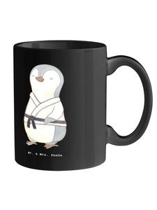 Кружка Дзюдо Объятия с надписью на черном Mr. & Mrs. Panda