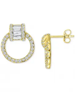 Серьги-Подвески в форме дверного молотка с круглыми и багетными кубическими цирконами Macy'S, gold