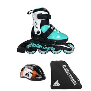 RollerBlade Детские роликовые коньки с регулируемым размером, черные с желтым свечением (Premium Set A), размер S (28-32 см)