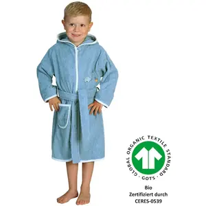 Детский халат Семья динозавров 1 шт., из органического хлопка, с вышивкой, с карманом Wörner, Stahlblau
