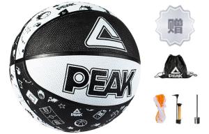 PEAK Резиновый баскетбольный мяч Black White размер 7 тренировочный унисекс