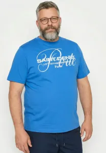 Футболка с коротким рукавом и круглым вырезом, с принтом на груди. Men Plus, Royal Blue