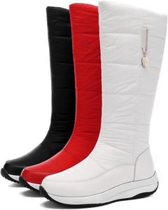 Женские зимние сапоги с боковой молнией, водонепроницаемые, теплые, с меховой подкладкой, выше колена, подходят для нательные пуховиков, снежной погоды и шопинга NEGYANME, Black