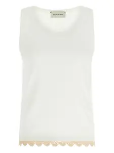 Топ в рубчик с отделкой в технике кроше Magda Butrym, белый