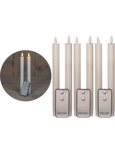 Novaliv Светодиодные свечи-конусы с таймером, белые, 8 штук, для использования в помещении - 6 часов горения - натуральный воск, белый цвет