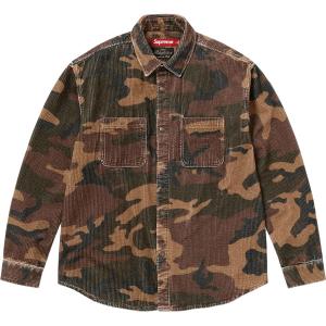 FW25 WEEK18 Wide Wale Corduroy Snap Shirt Unisex Supreme, woodland camouflage/woodland camo