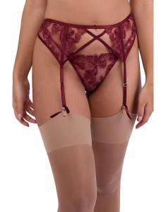 Подтяжки Eva темно-вишневого цвета с графической вышивкой Wolf & Whistle