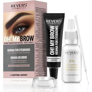 OH MY BROW Тинт для бровей Bio Professional Formula Graphite Grey 1.1 с аргановым и касторовым маслом Revers Cosmetics