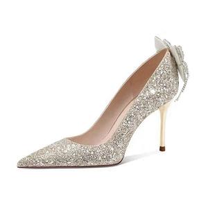 Тонкие туфли на шпильке женские шампань TAOLEI, Champagne