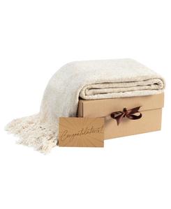 Подарочный набор Думаю о тебе премиум-класса: мягкий и пушистый плед из плюша Minky с открыткой Думаю о тебе - 50 x 65 дюймов - цвет Гармония баклажан Chanasya, Congratulations-chenille creme