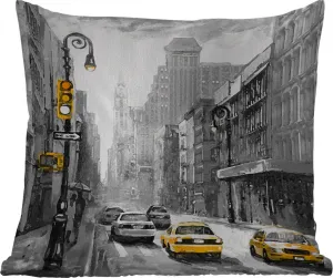 Подушка для улицы - Живопись - Масляная краска - Город - Машина - 45x45 см - Устойчива к погодным условиям - Подушка для отдыха - Фотоподушка - Декоративная подушка MuchoWow