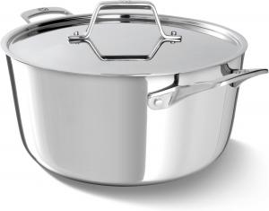 Calphalon Premier Polished 5-слойная посуда из нержавеющей стали с технологией Turbo Heat, 6-литровая кастрюля с крышкой, индукционная, для духовки до 500F, серебристая