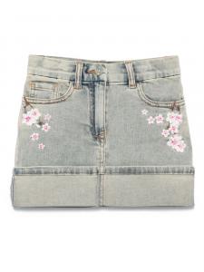 Monnalisa джинсовая юбка с цветочной вышивкой, синий